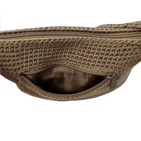 The Sak Crochet Shoulder Sling Bag‎ Y2K Textile Everyday Handbag Medium Brown - Picture 8 of 12